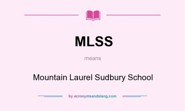 What does MLSS mean? It stands for Mountain Laurel Sudbury School