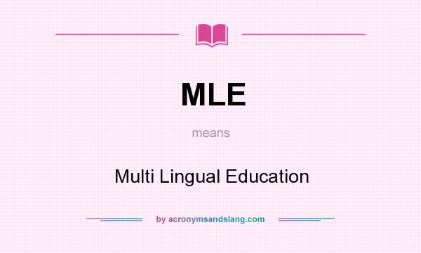 What does MLE mean? It stands for Multi Lingual Education