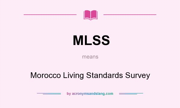 What does MLSS mean? It stands for Morocco Living Standards Survey