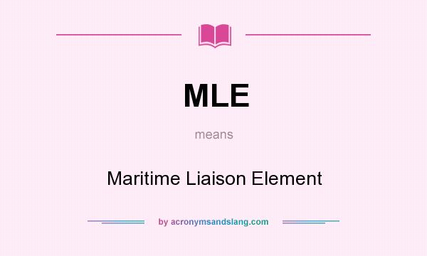 What does MLE mean? It stands for Maritime Liaison Element