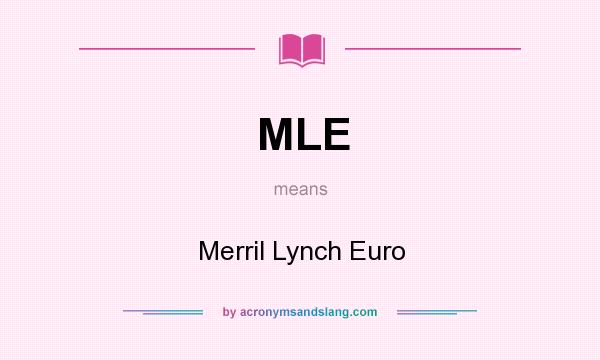 What does MLE mean? It stands for Merril Lynch Euro