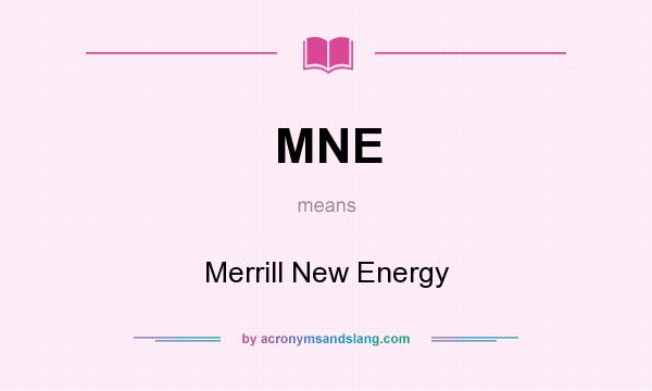 What does MNE mean? It stands for Merrill New Energy