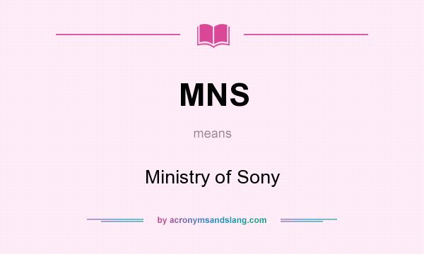 What does MNS mean? It stands for Ministry of Sony