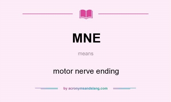 What does MNE mean? It stands for motor nerve ending