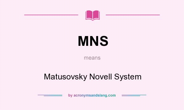What does MNS mean? It stands for Matusovsky Novell System
