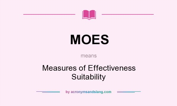 What does MOES mean? It stands for Measures of Effectiveness Suitability