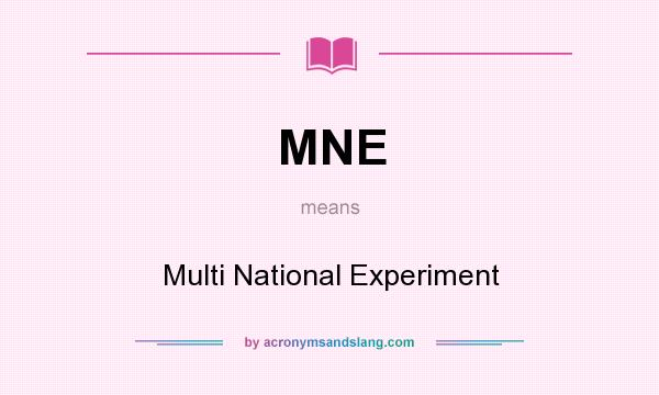 What does MNE mean? It stands for Multi National Experiment