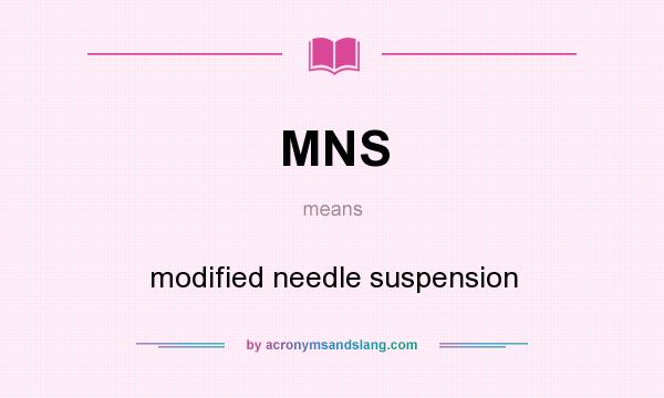 What does MNS mean? It stands for modified needle suspension