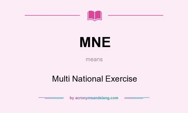 What does MNE mean? It stands for Multi National Exercise