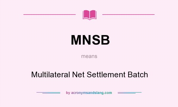 What does MNSB mean? It stands for Multilateral Net Settlement Batch