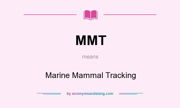 What does MMT mean? It stands for Marine Mammal Tracking