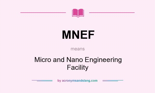 What does MNEF mean? It stands for Micro and Nano Engineering Facility