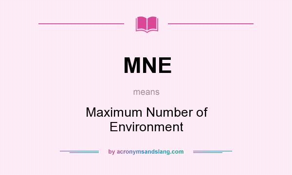 What does MNE mean? It stands for Maximum Number of Environment