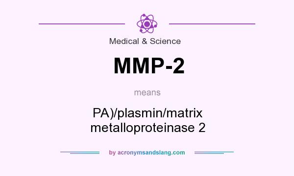 What does MMP-2 mean? It stands for PA)/plasmin/matrix metalloproteinase 2
