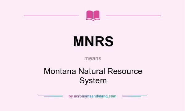 What does MNRS mean? It stands for Montana Natural Resource System