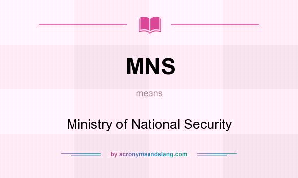 What does MNS mean? It stands for Ministry of National Security