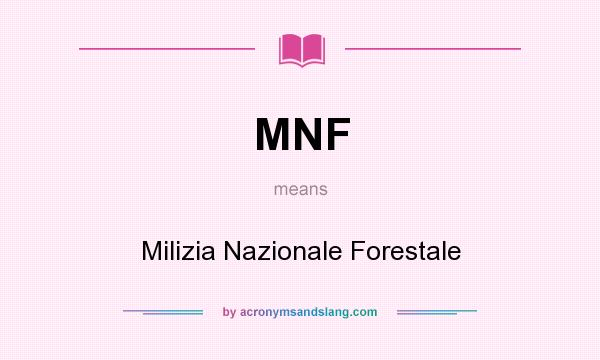 What does MNF mean? It stands for Milizia Nazionale Forestale