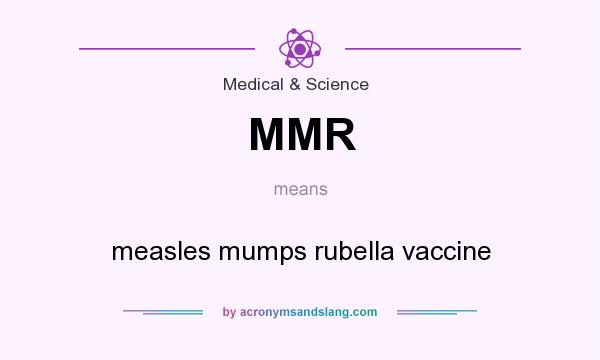 What does MMR mean? It stands for measles mumps rubella vaccine