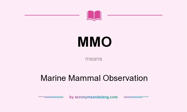 What does MMO mean? It stands for Marine Mammal Observation