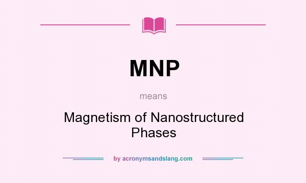 What does MNP mean? It stands for Magnetism of Nanostructured Phases