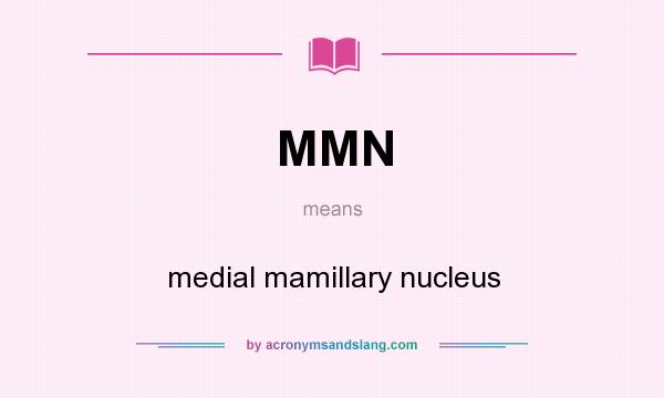 What does MMN mean? It stands for medial mamillary nucleus