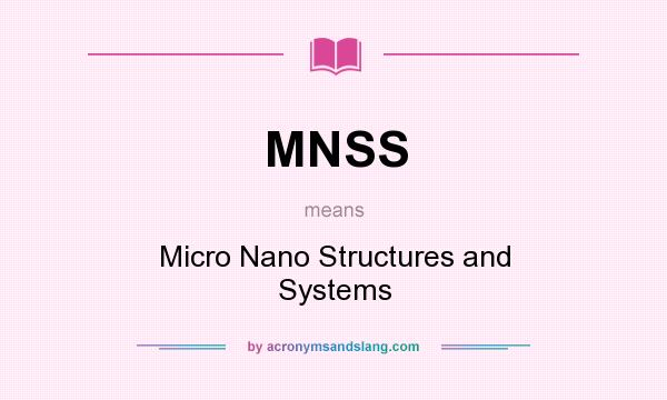 What does MNSS mean? It stands for Micro Nano Structures and Systems