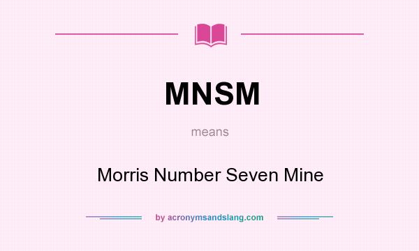 What does MNSM mean? It stands for Morris Number Seven Mine