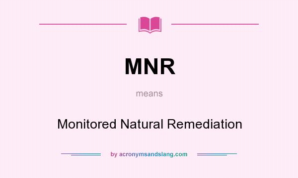 What does MNR mean? It stands for Monitored Natural Remediation