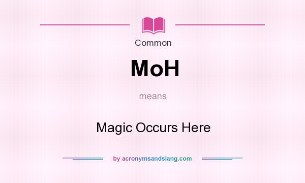 What does MoH mean? It stands for Magic Occurs Here