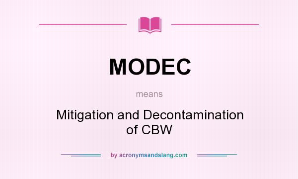What does MODEC mean? It stands for Mitigation and Decontamination of CBW