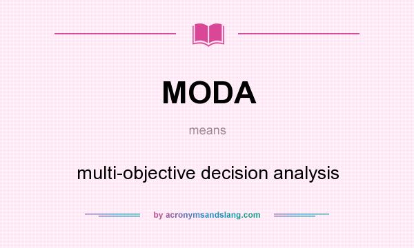 What does MODA mean? It stands for multi-objective decision analysis