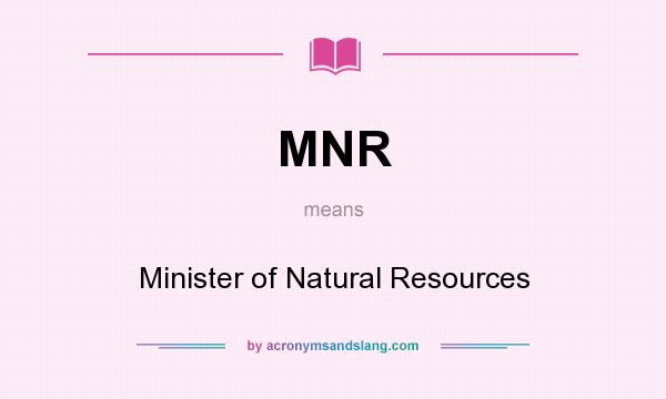 What does MNR mean? It stands for Minister of Natural Resources