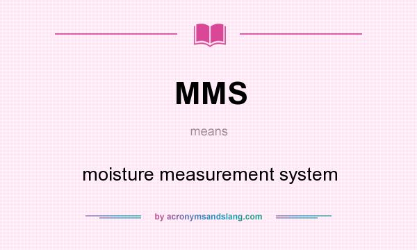 What does MMS mean? It stands for moisture measurement system