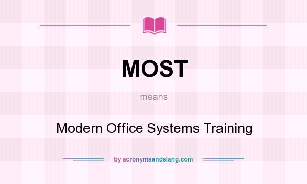 What does MOST mean? It stands for Modern Office Systems Training