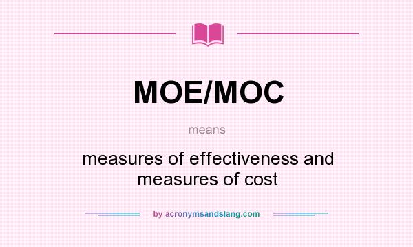 What does MOE/MOC mean? It stands for measures of effectiveness and measures of cost