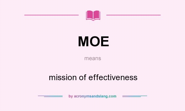 What does MOE mean? It stands for mission of effectiveness