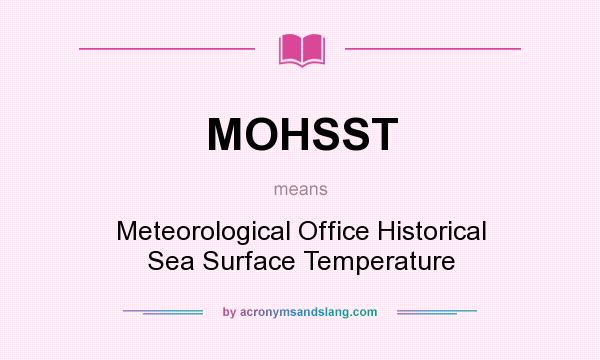 What does MOHSST mean? It stands for Meteorological Office Historical Sea Surface Temperature