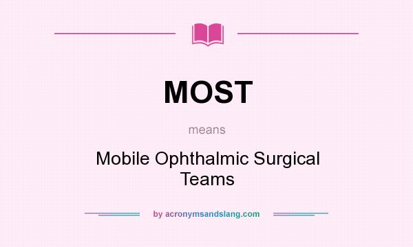 What does MOST mean? It stands for Mobile Ophthalmic Surgical Teams