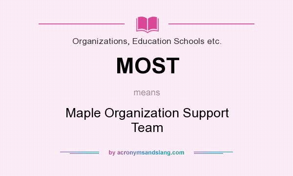 What does MOST mean? It stands for Maple Organization Support Team