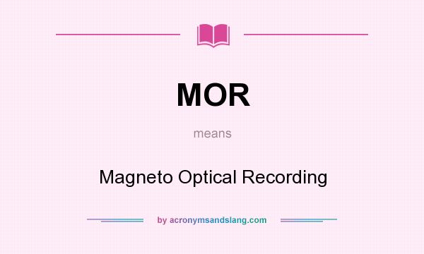 What does MOR mean? It stands for Magneto Optical Recording