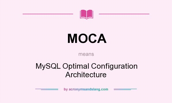 What does MOCA mean? It stands for MySQL Optimal Configuration Architecture