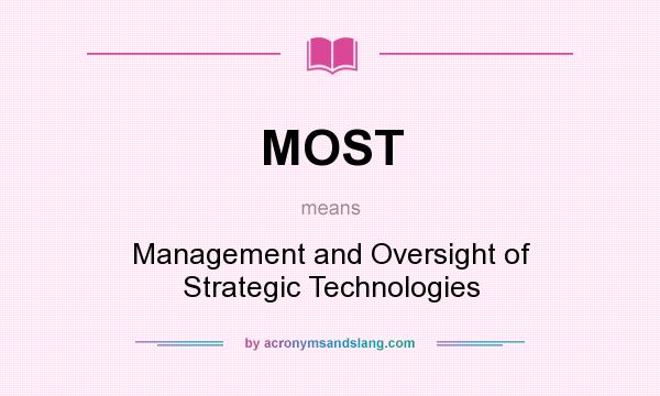 What does MOST mean? It stands for Management and Oversight of Strategic Technologies