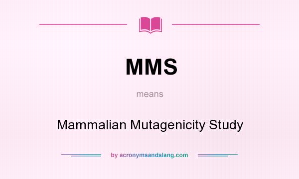 What does MMS mean? It stands for Mammalian Mutagenicity Study