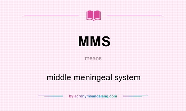 What does MMS mean? It stands for middle meningeal system