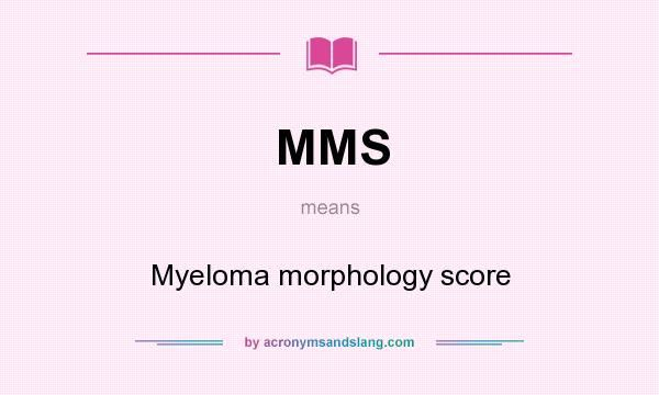 What does MMS mean? It stands for Myeloma morphology score