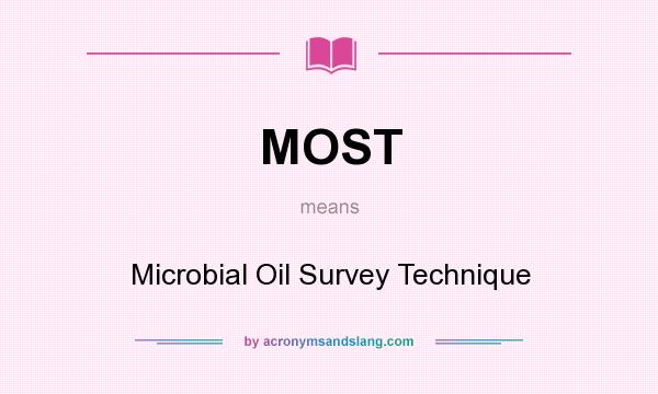 What does MOST mean? It stands for Microbial Oil Survey Technique