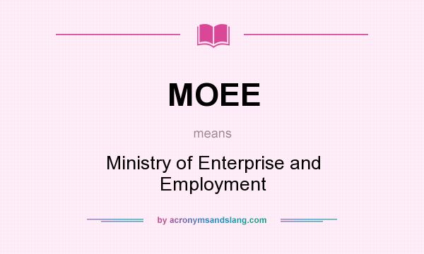What does MOEE mean? It stands for Ministry of Enterprise and Employment