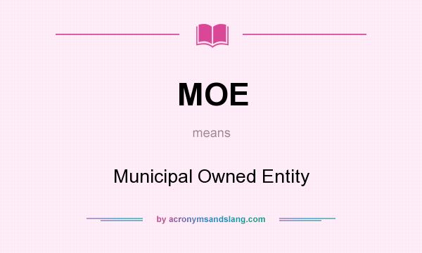 What does MOE mean? It stands for Municipal Owned Entity