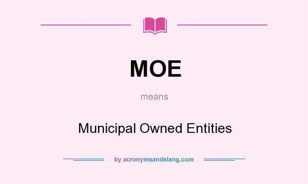 What does MOE mean? It stands for Municipal Owned Entities
