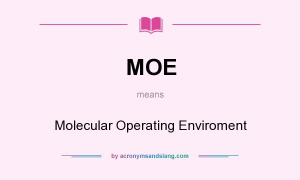 What does MOE mean? It stands for Molecular Operating Enviroment